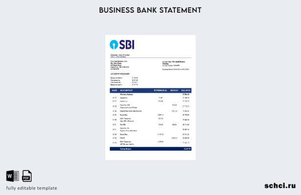 цифровая загрузка шаблона выписки по текущему счету организации SBH в формате Wo
